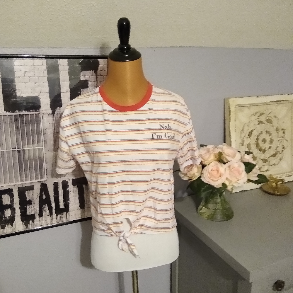 Tie front ringer tee